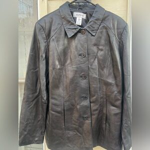 Alfani Lambskin Leather Jacket Women's Size Large Black